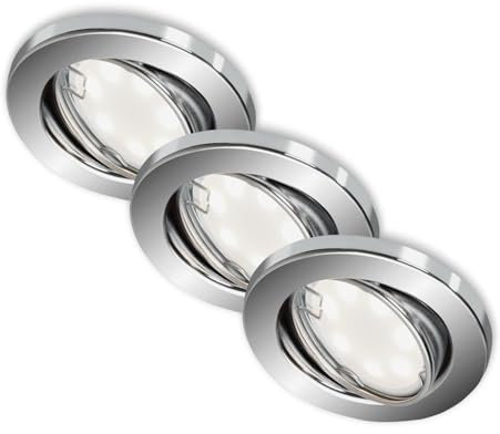 3er-Set Spot Einbauleuchte, Ø 8,6 cm, 3 W, Chrom