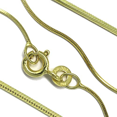 G & J Goldkette Schlangenkette diamantiert massiv 333 8Karat 0,80mm 50cm Gelbgold Halskette hochwertiges edles Collier für Damen Made in Germany
