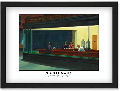 Wee Blue Coo Edward Hopper Nighthawks Iconic Realist Painting Artwork Framed Wall Art Print A4