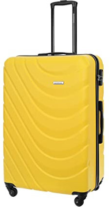 BARRENS Großer Koffer | Aufgabegepäck | 77x51x30 cm | 96 L | 4x360 Grad Rollen | Flexibler Griff | Hartschalenkoffer | Airline-kompatibel | Gelb