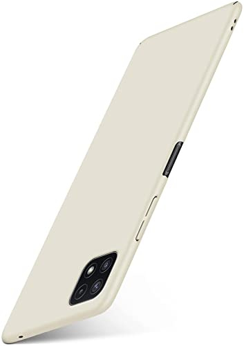 moex für Samsung Galaxy A22 5G Hülle Ultra Dünn, Schutzhülle mit erhöhtem Kameraschutz, Slim Cover Hardcase Backcover, Dünnste Handyhülle Minimalistisch Alpha Case, Creme