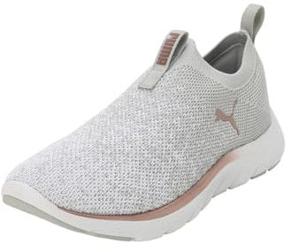 PUMA Damen Softride Remi Slip-on Knit Wn's Road Running Shoe, Ash Gray White Rose Gold, 42 EU