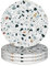 Lot de 4 dessous de verre en céramique avec base antidérapante en liège Motif Terrazzo Blanc