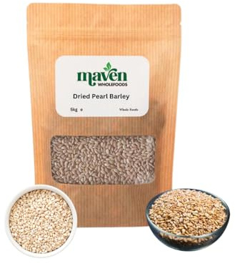 Maven Wholefoods Pearl Barley 5kg | GMO Free | Vegan | Natural | Source of Protien | High Fibre | No Chemicals | High Plant Protein and Fibre | 100% Whole Grain