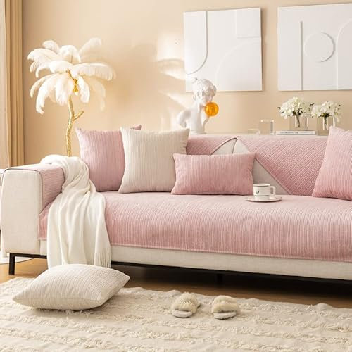 MINGPINHUIUS Sofabezug 1/2/3/4 Sitzer Sofa Überzug für L Form Sofa Couch Sessel Ecksofas,Weicher Samt Sofabezug L Form rutschfest Sofa Überwurf