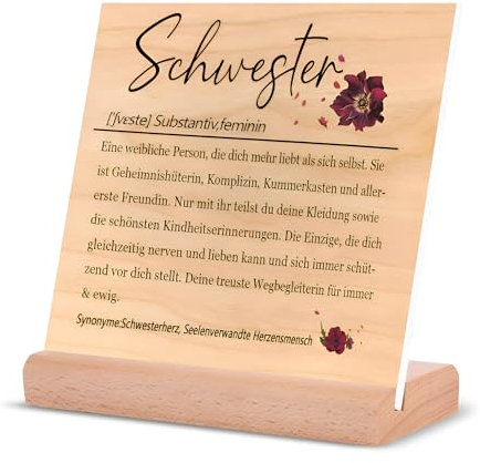 Schwester Geschenk personalisiert, Handgemachtes Personalisiertes Holzschild für die beste Schwester, Individuelles Geschenk zu Geburtstag/Muttertag/Freundinnentag