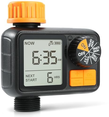 Kazeila Timer Irrigazione, Centralina Irrigazione per Irrigazione Automatica, Programmatore Irrigazione con Ritardo Pioggia e irrigazione Manuale per Prati e Giardini