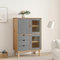 Hommdiy Highboard OTTA Sideboard Kommode Schrank Anrichte Beistellschrank Mehrzweckschrank Standschrank Hochschrank Braun&Grau 85x43x125 cm Massivholz Kiefer