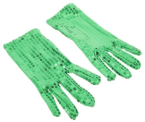 ABOOFAN 1 Paar Bühnenhandschuhe Mit Pailletten Tanzhandschuhe Grüne Paillettenhandschuhe Partyhandschuhe Für Mädchen Handschuh Glitzer -outfit Ausrüstung Polyester Fräulein Halloween