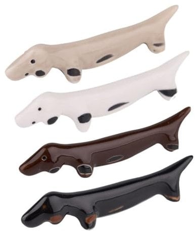 Leadigol 4pcs Cute Dachshund Dogs Ceramic Chopsticks Rests Japanese Cute Chopsticks Holder Dinner Spoon Holder Dinner Spoon Stand Butter Knife Fork Holder