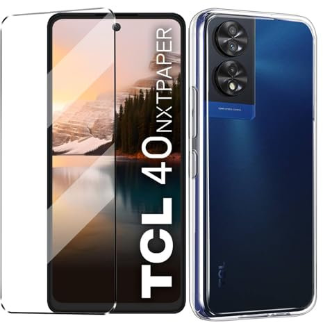 Cover Compatible with TCL 40 NXTPAPER 4G Case with 1 Pack Tempered Glass Screen Protector Phone Case for TCL 40 NXT PAPER 4G,Soft TPU Slim Fit Shockproof Anti-Scratch Phone Cover-Clear
