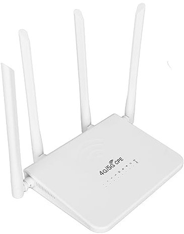 Modem Router 4G LTE Sbloccato WiFi con Slot per Scheda SIM, Hotspot WiFi Mobile da 300 Mbps con 4 Antenne da 5 DBi per Telecamera di Sicurezza Domestica (Spina europea)