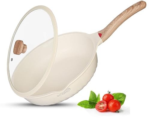 INTIGNIS® Premium-Bratpfanne mit Deckel, Kratzfest, 28 cm, Extra Tief, Kompatibel mit allen Herdarten, Einschließlich Induktion, Frei von Chemikalien, Super Antihaftbeschichtet