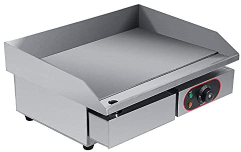 sjdoPulse Plancha para Freír Eléctrica, Encimera Eléctrica De Acero Inoxidable con Una Gran Placa Calefactora Caliente para Barbacoa Doméstica Y Comercial