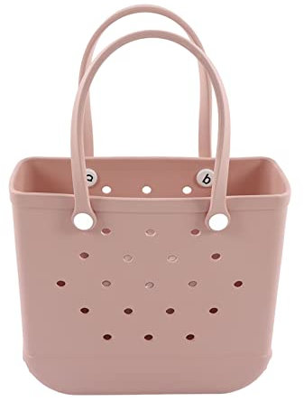 Sunicon Strandtasche, DIY Gummi-Tragetasche, waschbare Tragetasche, helle Farbe, tragbare Outdoor-Tragetasche für Strand, Pool, Camping (Rosa)