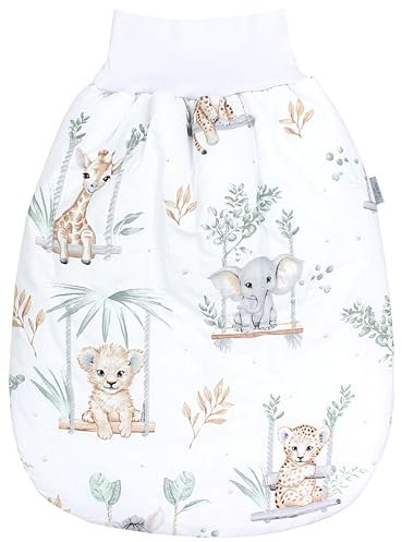 TupTam Baby Strampelsack Schlafsack mit breitem Bund Winterschlafsack für Mädchen Jungen Babyschlafsack, Farbe: Safari auf der Schaukel, Größe: 6-12 Monate