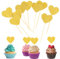 30 Stück Cupcake Toppers Kuchendeko Herzen Kuchenstecker Topper Muffin DekoLiebe Gold Glitter Herz Cupcake Topper Tischkarten Deko Kann für Hochzeitstag Babyparty Party Dekorationszubehör Verwendet