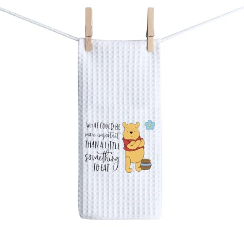 BAUNA Asciugamano da cucina con citazioni di Pooh Orso Cartoon Orso Piatti Asciugamano Pooh Strofinaccio Pooh Orso Decorazione Cucina Regalo di inaugurazione della casa (Pooh Eat Towel)
