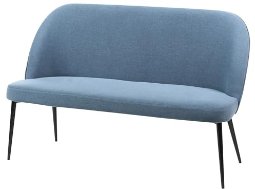 Beliani Modernes 2-Sitzer Küchensofa Stoff blau Metallbeine schwarz Osby