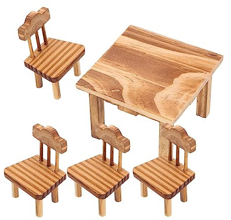 BESTonZON Satz Chinesische Möbelverzierungen Mini-möbel Tisch Stuhl Einrichtung Bambus