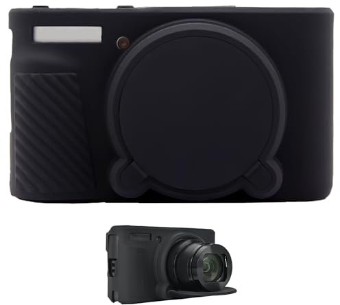 Silicone Camera Case Compatible with Canon PowerShot SX740 SX730 Hs Camera Soft Silicone Protective Case with Removeable Lens Cover Anti Scratch Slim Fit Ultra Thin Lightweight Full Pritection (Black)