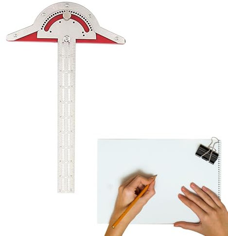 Righello per bordi da falegnameria, strumento di misurazione in acciaio inossidabile, cercatore angolare in metallo da 25,4 x 20 cm, goniometro regolabile, righello di layout di precisione per la