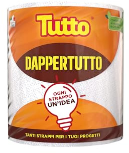 Tutto Nuova Bobina Dappertutto 400 Strappi 2 Veli, 1 Pezzo, Carta Multiuso Super Assorbente, 100% Made in Italy