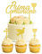 Kit Topper Torta Prima Comunione Oro – 4 Pezzi in Plexiglass Specchiato – Scritta “Prima Comunione” + Mini Topper Calice, Colomba, Croce – Decorazioni Eleganti per Torte e Buffet