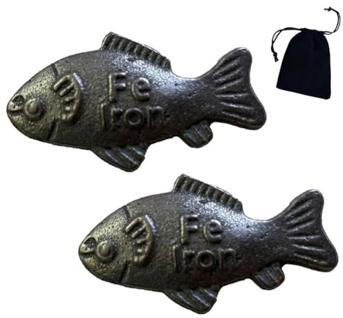 Lucky Iron Fish, A Natural Source of Iron to Reduce the Risk of Deficiency, An Effective and Safe Cooking Tool for Soups, Stews & Drinks, Ideal for Vegans, Athletes, with Storage Bag(2pcs)