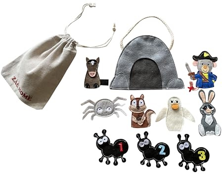 Pirate Mouse Rat Finger Puppet Set – 10 Felt Puppets with Storage Bag for Kids Storytelling, Nursery Rhymes, Pretend Play & Early Learning by ZAC HOME