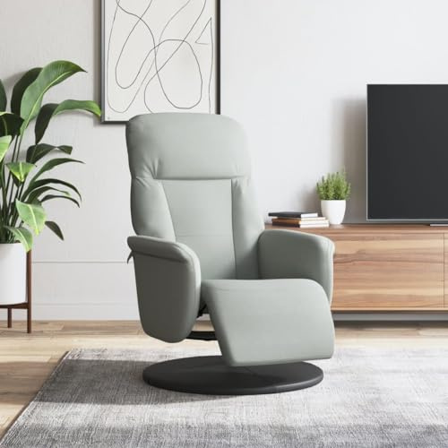 Frdhee Loungesessel, Polster Stuhl, Armlehnstuhl, Relaxsessel mit Fußteil Hellgrau Samt Fürs Schlafzimmer Arbeitszimmer Homeoffice