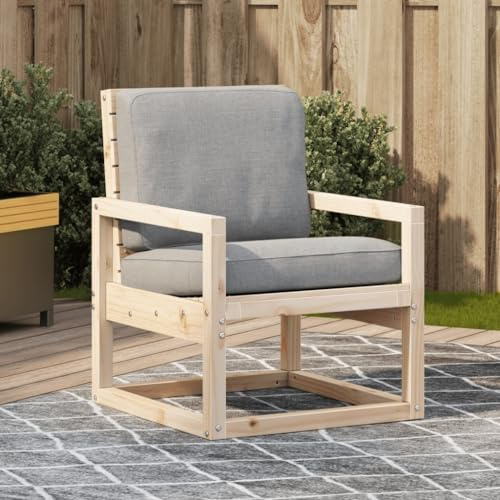 Holamys Gartenstuhl 57,5x63x76 cm Massivholz Kiefer, unbehandelt, robuster Outdoor Stuhl für Balkon, Terrasse, Garten, bequemer Terrassenstuhl mit Armlehnen, langlebiger Holzstuhl