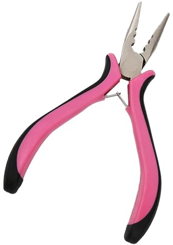 1PCS Hair Extension Pliers,Hair Extension Pliers for Professional Use,Mini Pliers Precision Tool,Mini Hairs extension Pliers,for Micro Nano Ring Hairs Extensions,Opening and Removal(Black+Pink).