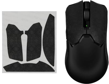 kwmobile Gaming Grip Tape kompatibel mit Razer Viper V2 Pro - Rutschfestes Griffband für PC Maus - Schwarz Weiß