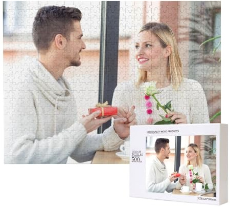Individuelle Holzpuzzles aus Fotos, personalisiertes Fotopuzzle 300 500 1000 Teile für Erwachsene, individuelles Bilderpuzzle für Familienspielabend, Abschlussfeier, Muttertag (horizontal, 500 Teile)