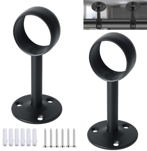 Gardinenstangen Halterungen 19mm(19-32mm), 2 Stück Deckenhalterung mit 6 x Schrauben und 6 x Schraub-Expansionsrohr, Gardinenstangenhalter Geeignet für Hängende Vorhänge, Kleiderschrank, Badezimmer