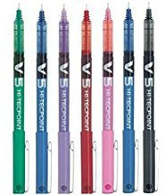 Pilot V5 Hi-Tecpoint Needle Rollerball Pen Extra-Fine Point - Assorted 7 Pack