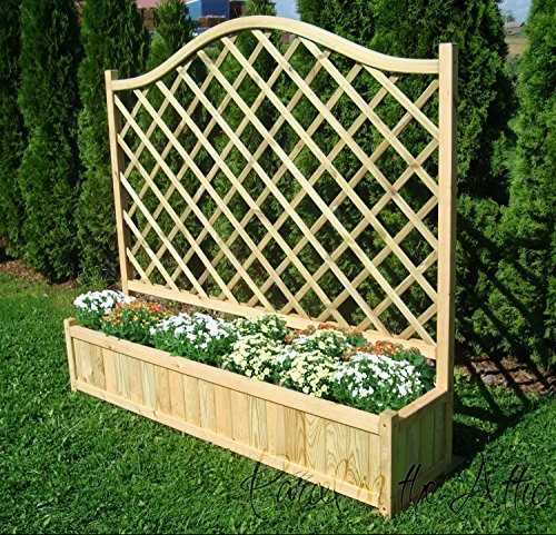 Parcel in the Attic Wooden Garden Double Flower Planter With Trellis for Climbing Plant Support (Double Planter - 180cm)