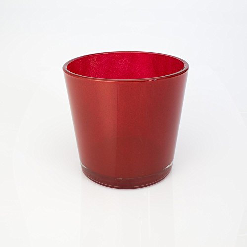 INNA-Glas Runde Vase - Blumentopf Alena, rot, 16cm, Ø 17cm - Dekovase - Konisches Glas