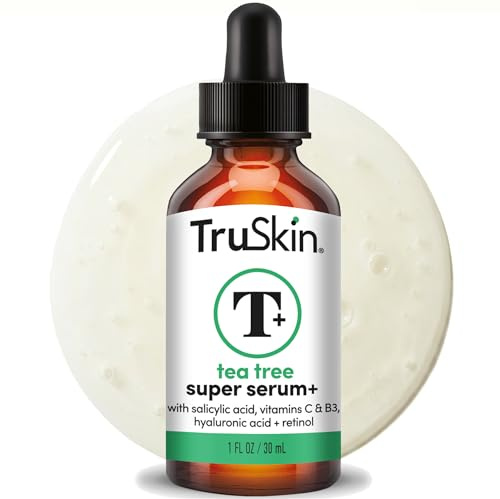 TruSkin Tea Tree Oil Acne Treatment Serum for Face - Salicylic Acid, Niacinamide, Vitamin C & Retinol - Clarifying Super Facial Serum for Acne-Prone Skin & Pores, 1 Fl Oz
