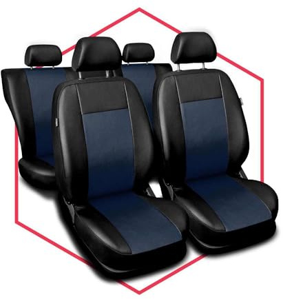 Saferide Autositzbezüge universal Auto Sitzbezüge kompatibel mit Dacia Logan Kunstleder Autoschonbezüge Blau Sitzauflage Vorne und Hinten