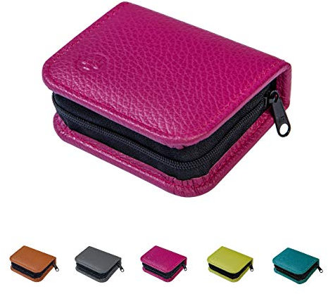 Homöopathische Taschenapotheke für Globuli, leer, Globuli-Tasche für 12 Globuli-Röhrchen (Glas), handgemacht aus echtem Leder (beeren-rot)