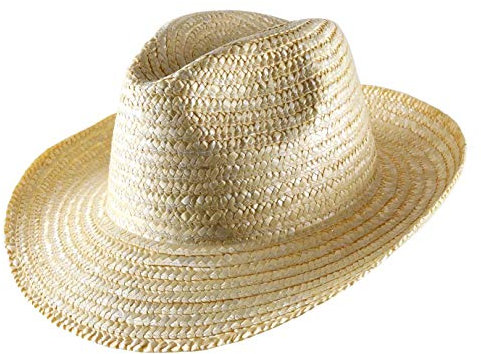 Classic Italy - Chapeau Fedora Paille Large Bord, Homme ou Femme Nude Fedora Paille - Taille 64 cm - Blanc
