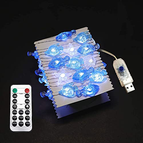 Riaxuebiy 4m 40 LED Seefischschale Fee Lichterketten Wasserdichte USB-betrieben 8 Modi mit Fernbedienung Timer für Hochzeitsfeier Festival Innen Draussen (Seefischschale, USB)