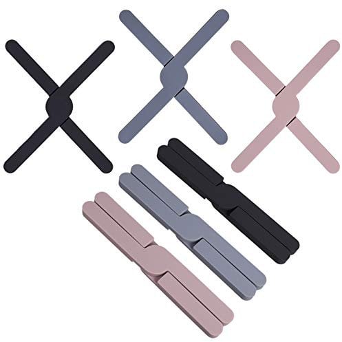 Canghai 3 Pack Folding Silicone Trivet, Non Slip Heat Resistant Kitchen Pot Holder Pads Placemats for Hot Pans, Cup, Dishes