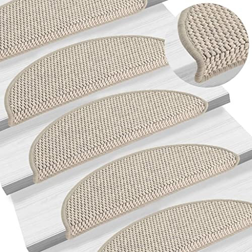 vidaXL 15x Treppenmatte Selbstklebend Treppenschutz Stufenmatten Treppenmatten Treppenteppich Treppenschoner Stufenschoner Sisal-Optik 56x20cm Taupe