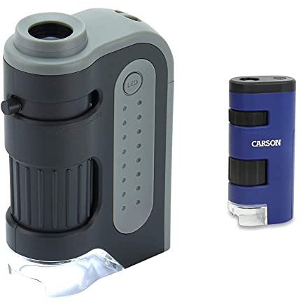 Carson MM-300 MicroBrite Plus 60x-120x LED Taschenmikroskop mit asphärischem Linsensystem & MM-450 PocketMicro 20x-60x Taschenmikroskop mit LED und asphärischen Linsen