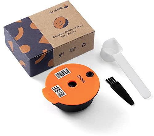 RECAFIMIL Filtre à café réutilisable, capsules de café rechargeables en plastique PP de 180 ml, capsules réutilisables pour machine à café Bosch Tassimo
