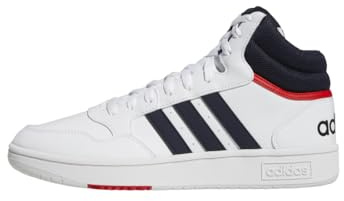 adidas Herren Hoops 3.0 Mid Lifestyle Basketball Classic Vintage Shoes, Cloud White / Legend Ink / Vivid Red, 38 2/3 EU