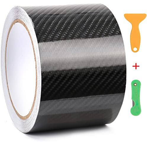 Kaliwa Carbon Folie 10cm*9M, selbstklebend Autofolie aus Vinyl, Lackschutzfolie Schutzfolie für Auto/Fahrrad/Motorrad - 10cm x 900 cm